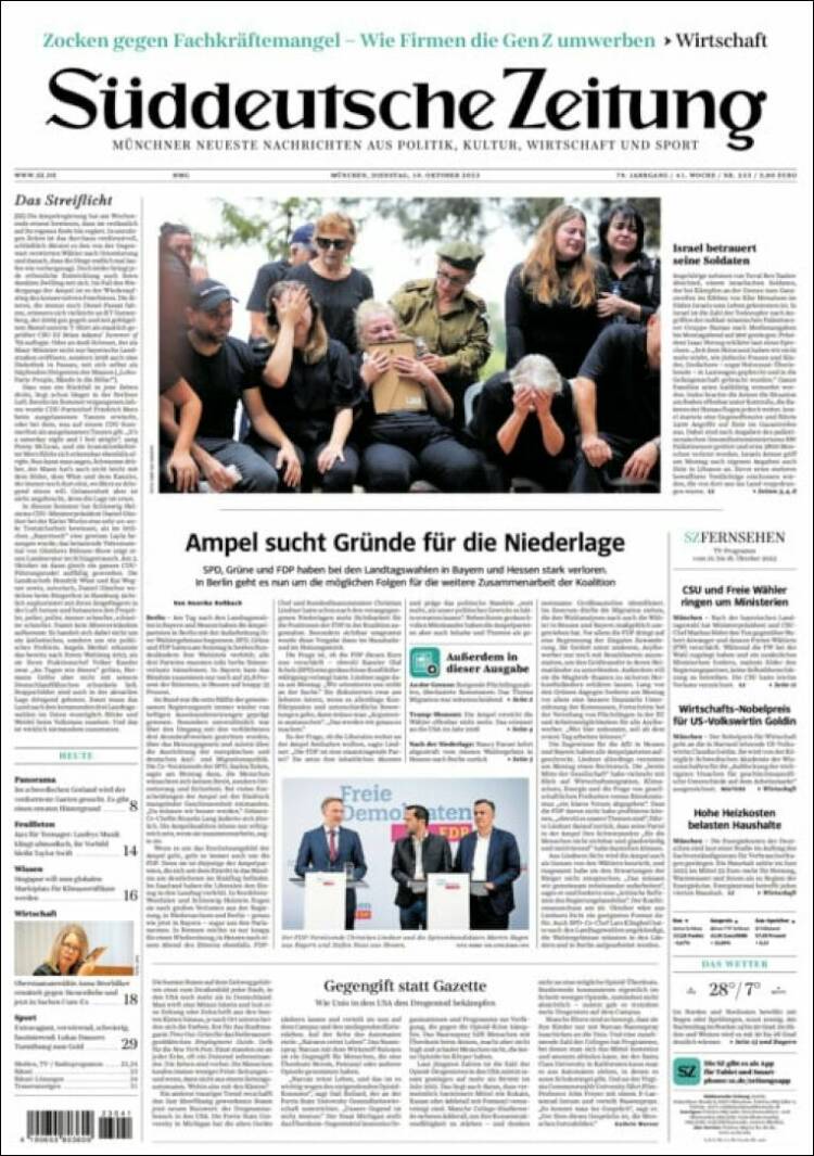 Portada de Sueddeutsche (Alemania)