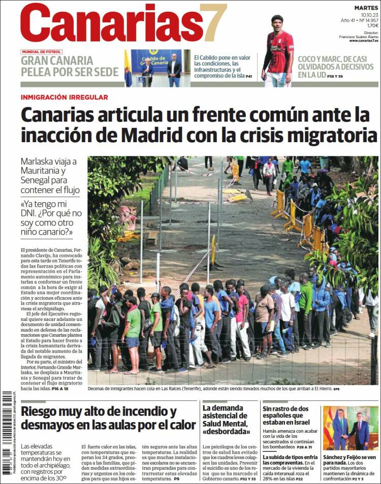 Portada de Canarias 7 (España)