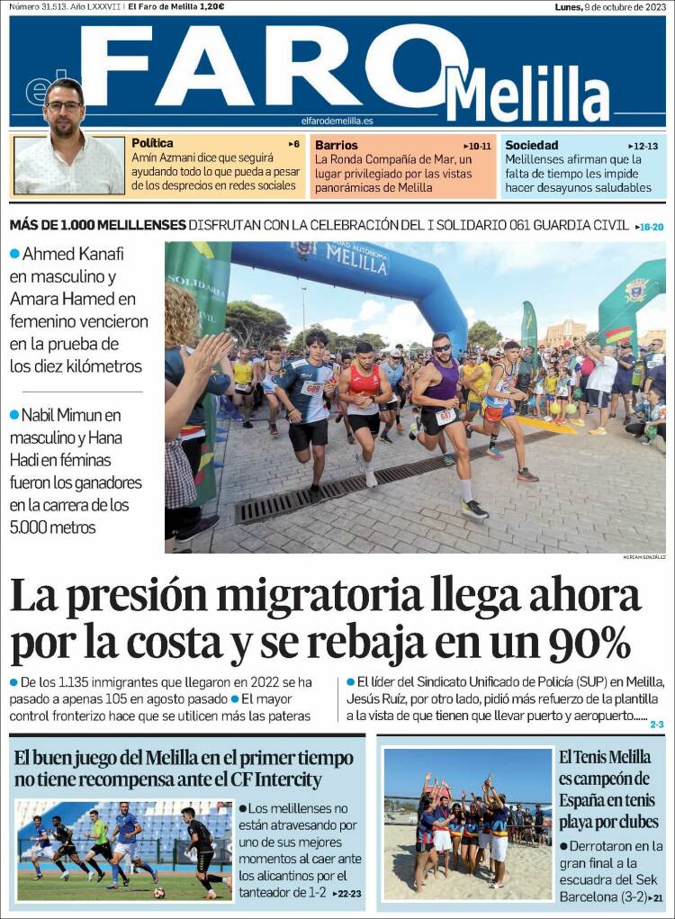 Portada de El Faro de Melilla (España)