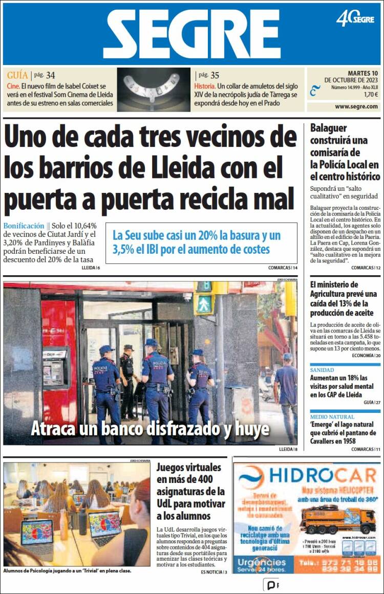 Portada de Segre  (España)