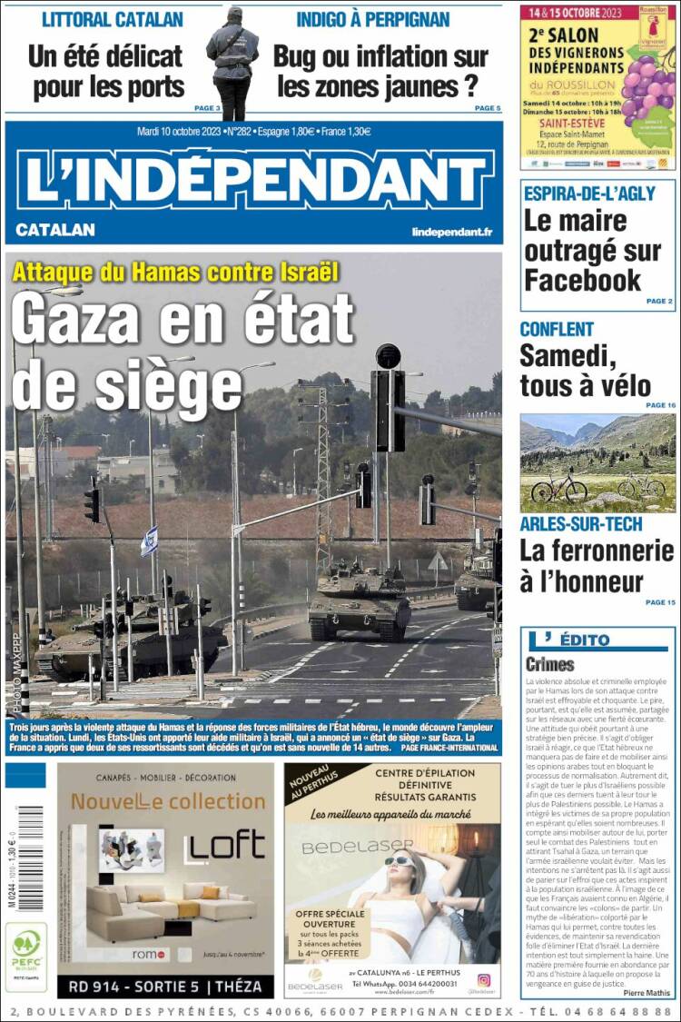 Portada de Le Indépendant (Francia)