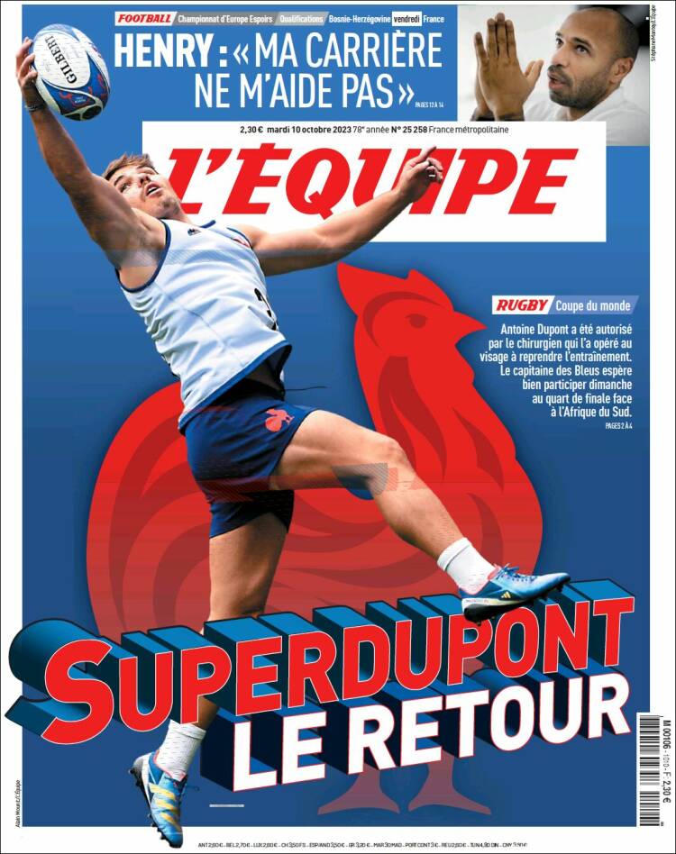 Portada de L'Equipe (Francia)