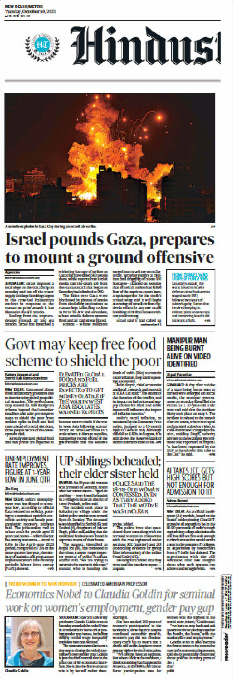 Portada de Hindustan Times (India)