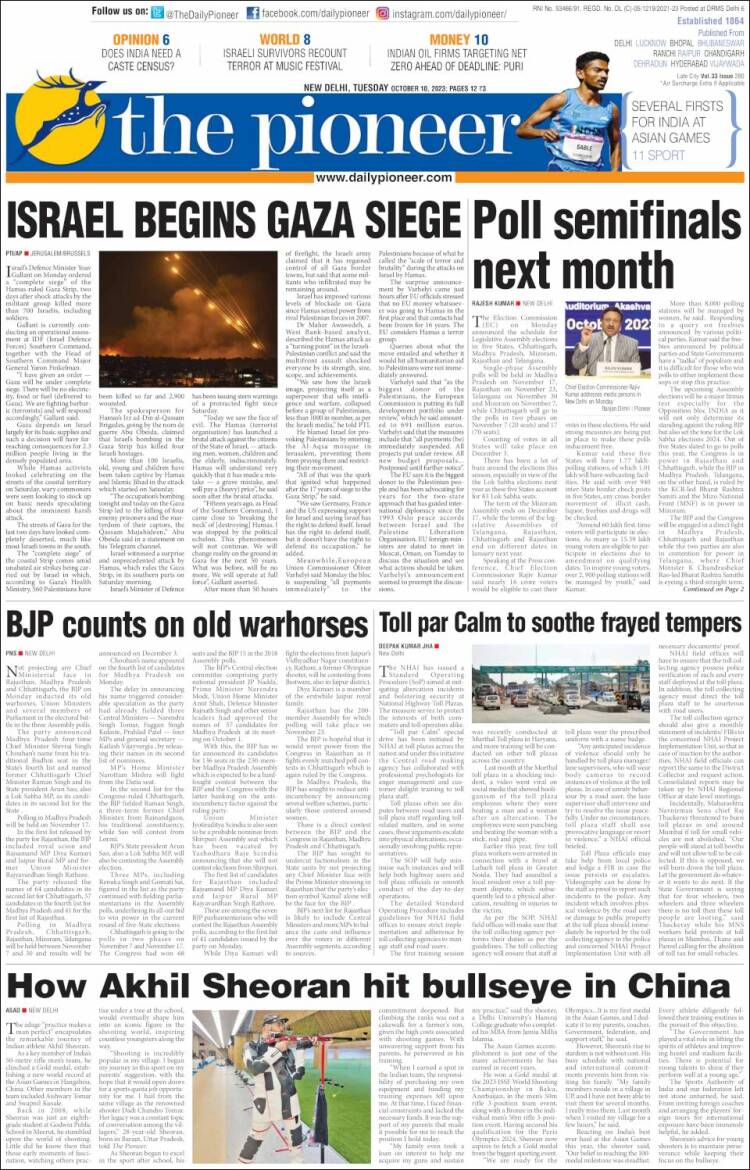 Portada de The Pioneer (India)