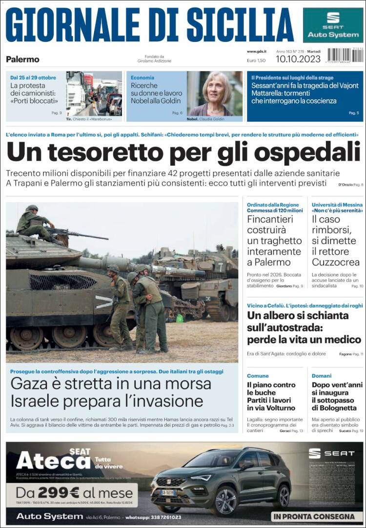Portada de Giornale di Sicilia (Italia)