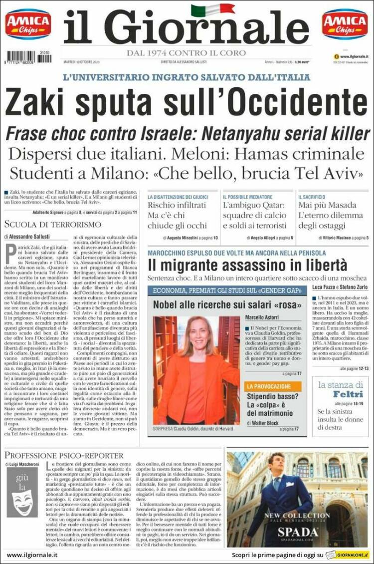 Portada de il Giornale (Italia)