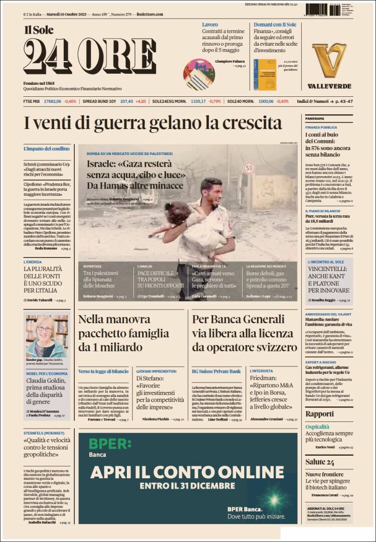 Portada de Il Sole 24 ORE (Italia)