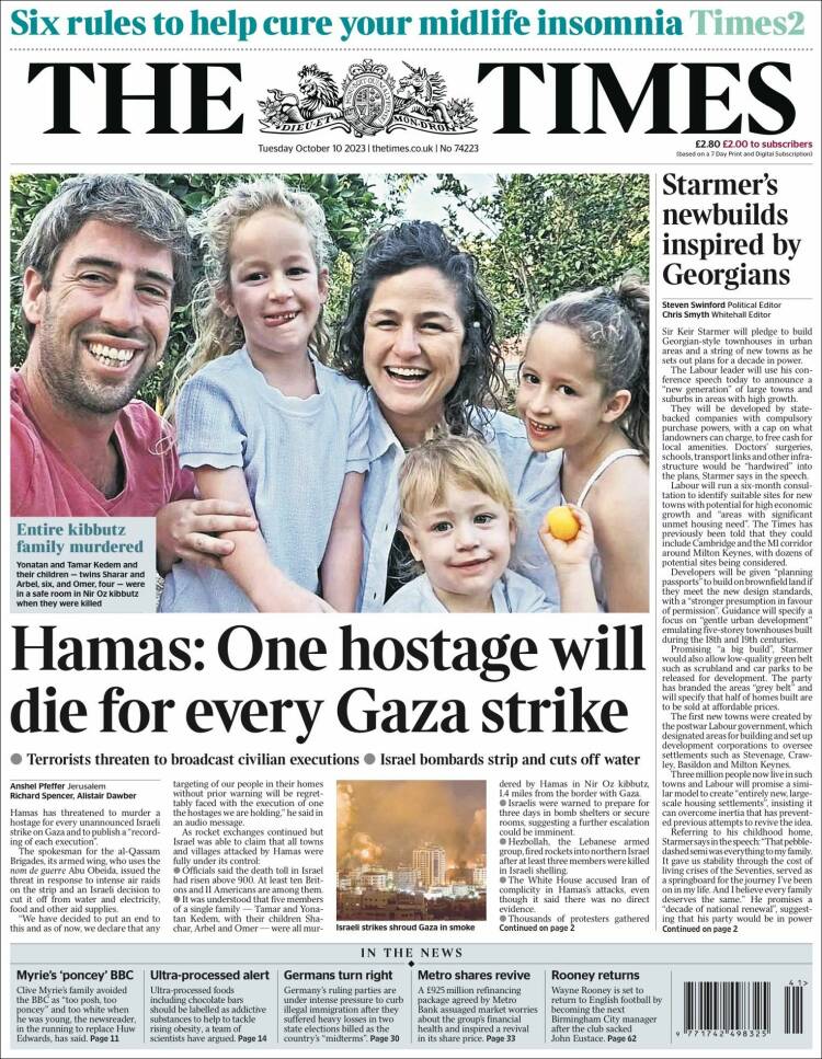 Portada de The Times (Reino Unido)