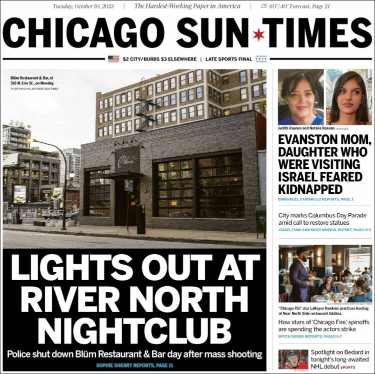 Portada de Chicago Sun-Times (USA)