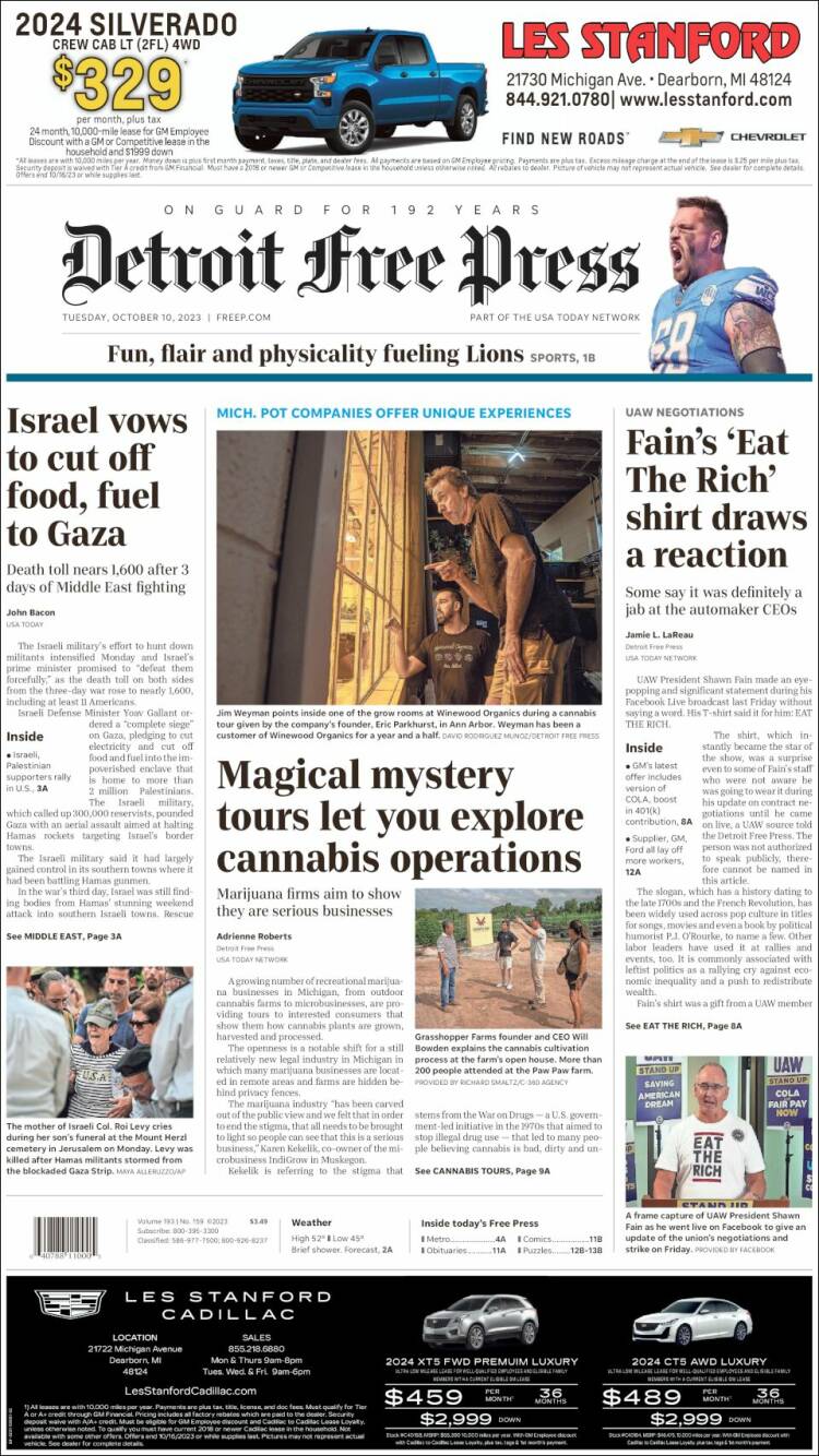 Portada de Detroit Free Press (USA)