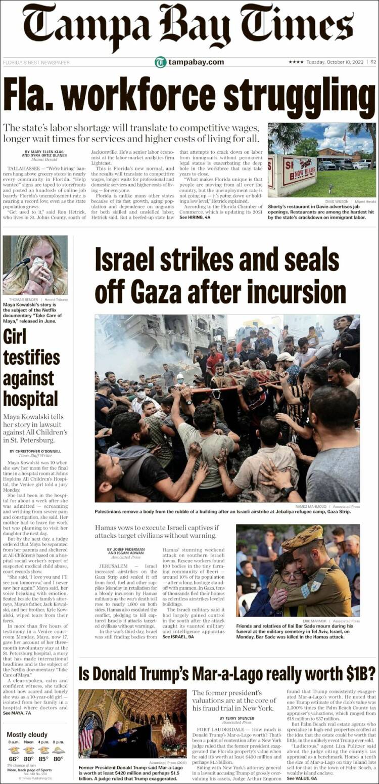 Portada de Tampa Bay Times (USA)