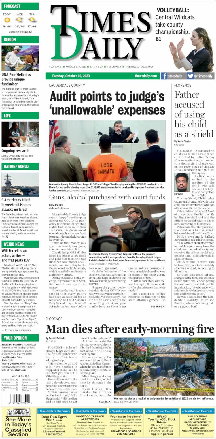 Portada de Times Daily (USA)