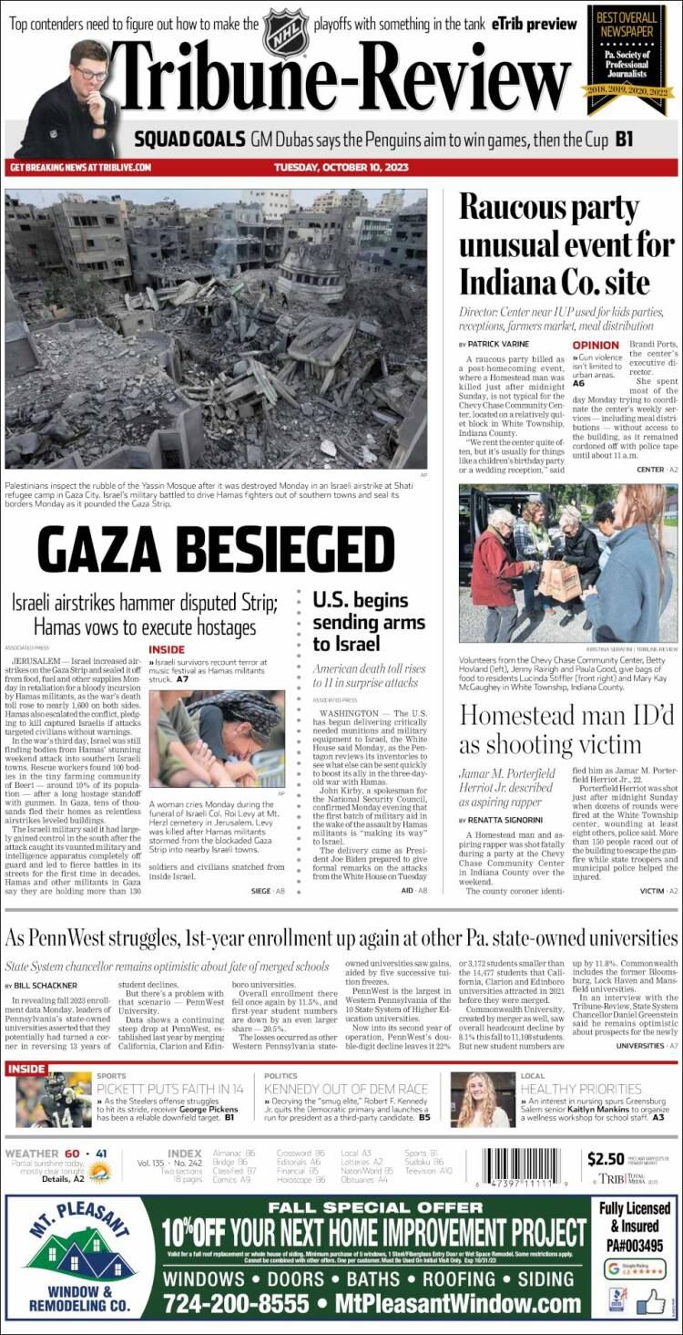 Portada de Tribune-Review (USA)