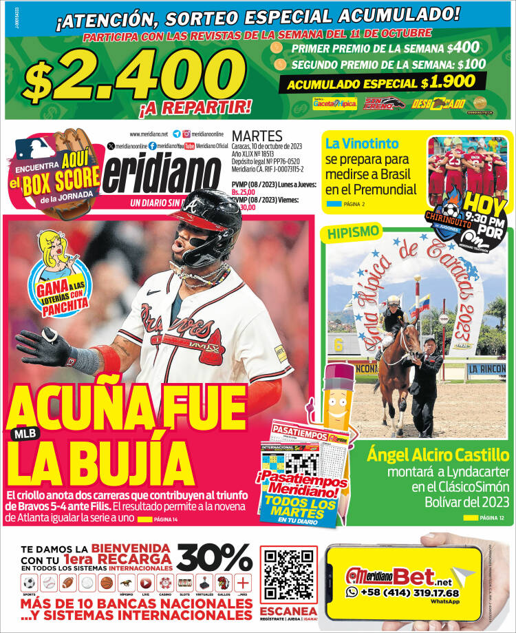 Portada de Meridiano (Venezuela)