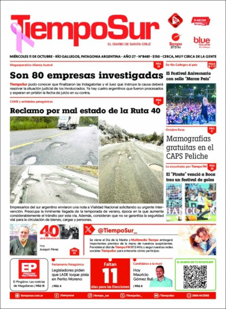 Portada de Tiempo Sur (Argentina)