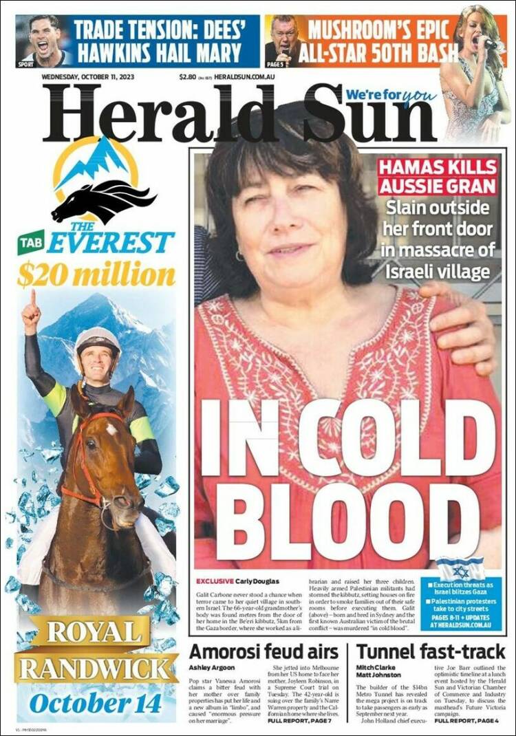 Portada de Herald Sun (Australia)