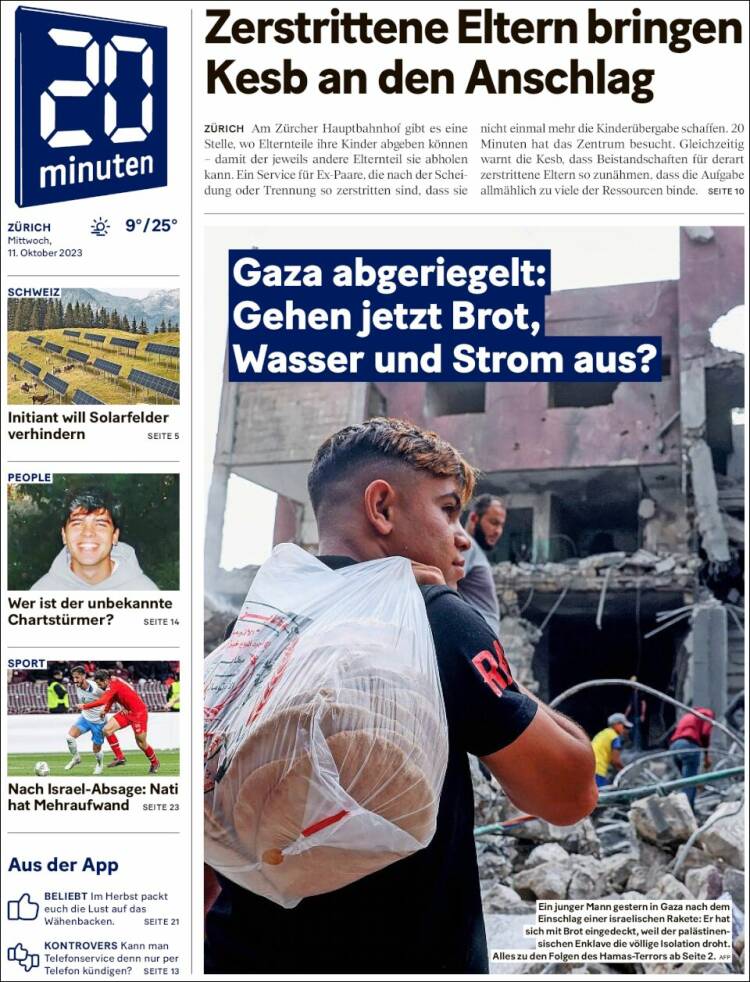Portada de 20Minuten - Zürich (Suiza)