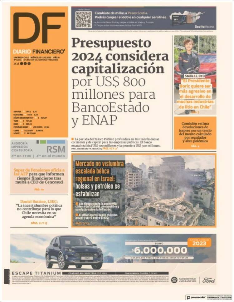 Portada de Diario Financiero (Chile)