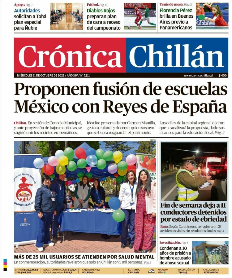Portada de Crónica Chillán (Chile)