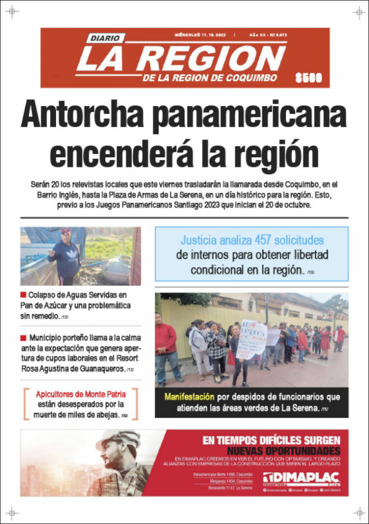 Portada de Diario La Región de Coquimbo (Chile)