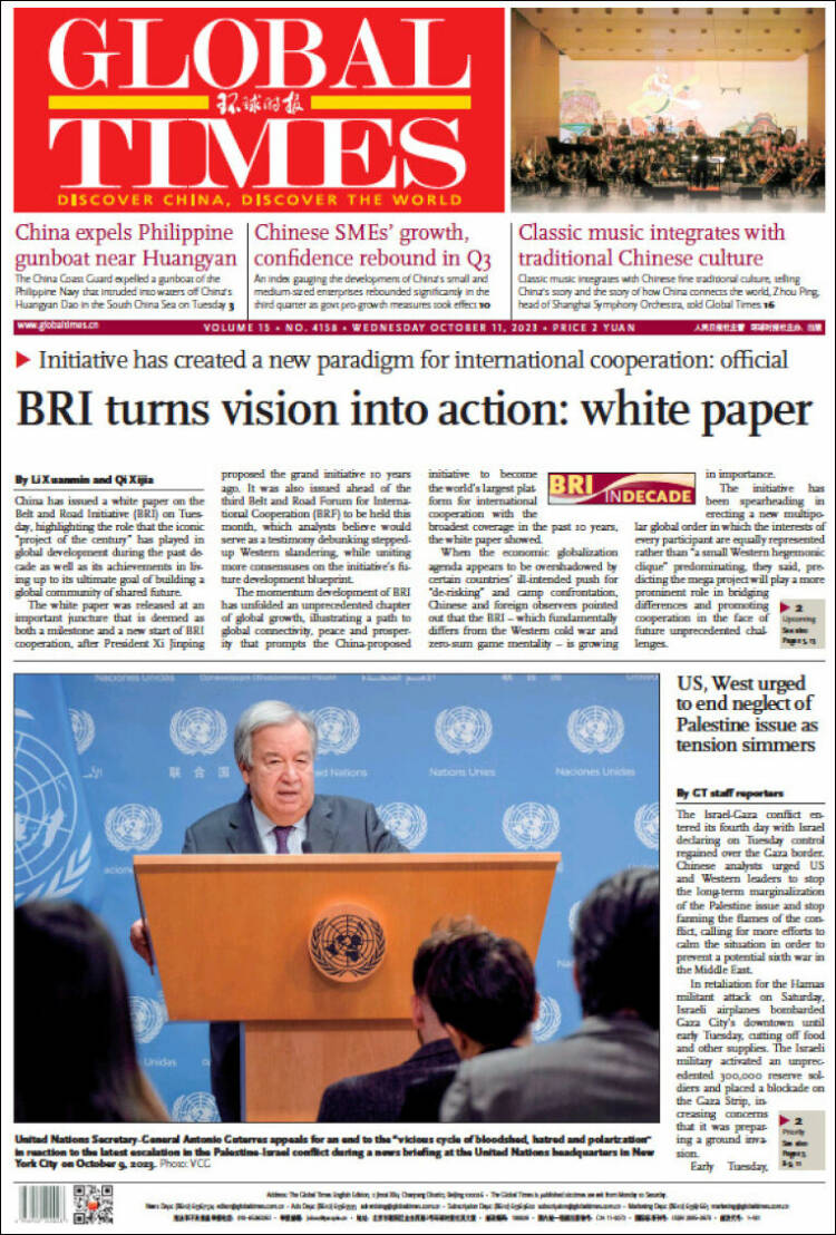 Portada de The Global Times (China)