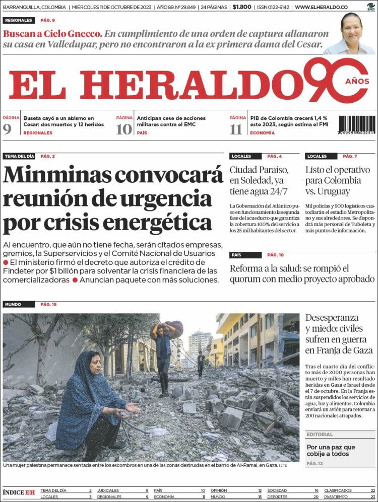 Portada de El Heraldo (Colombia)