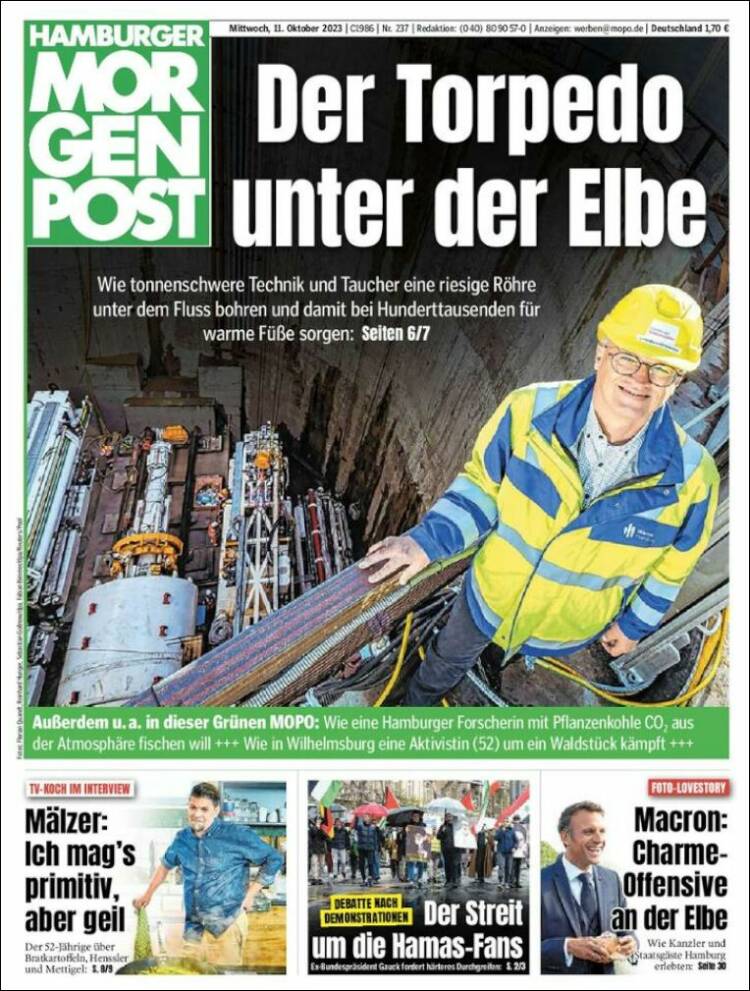 Portada de Hamburger Morgenpost  (Alemania)