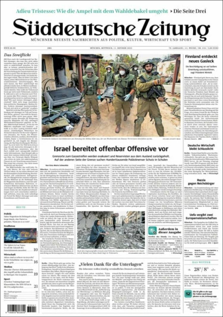 Portada de Sueddeutsche (Alemania)