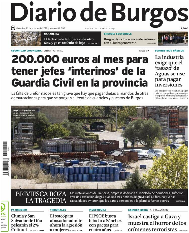 Portada de Diario de Burgos (España)