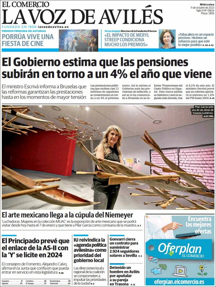 Portada de El Comercio - Avilés (España)