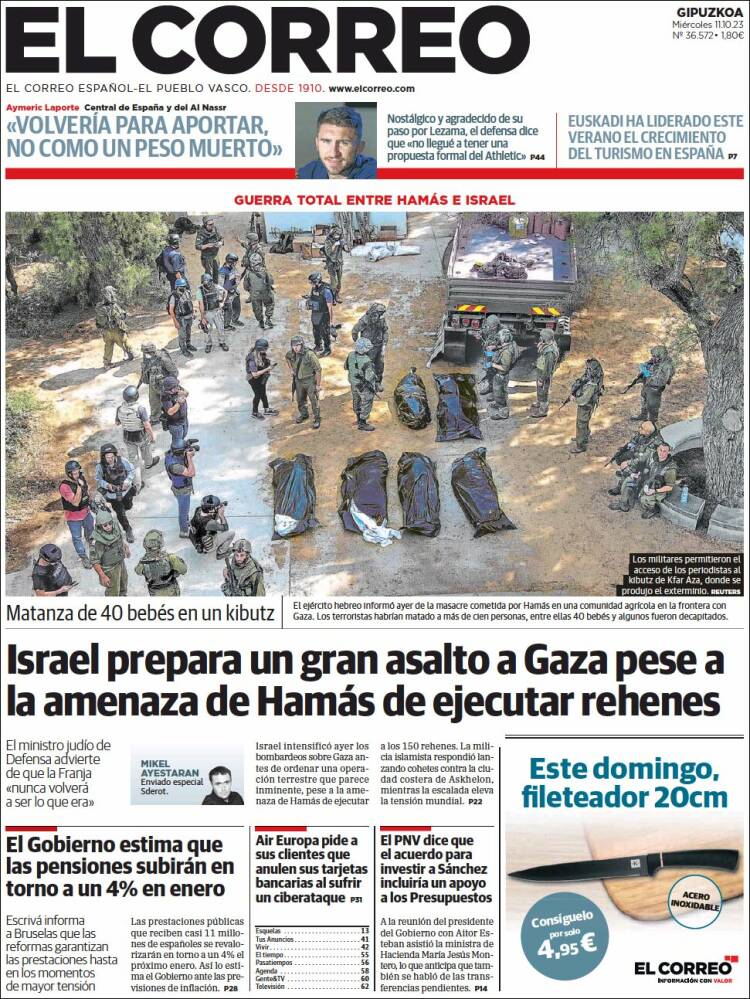 Portada de El Correo - Guipuzcoa (España)