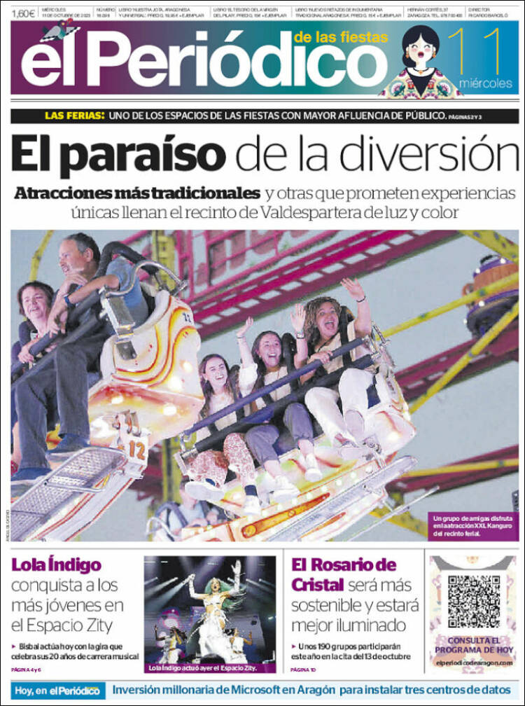 Portada de El Periódico de Aragón (España)