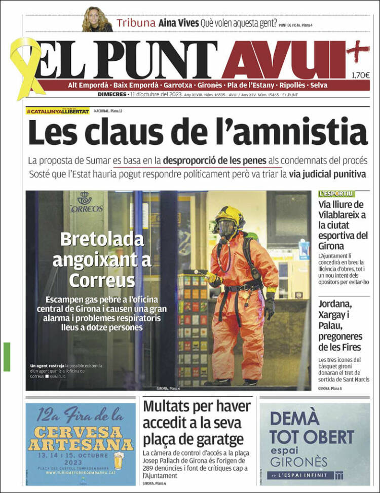 Portada de El Punt Avui - Girona (España)