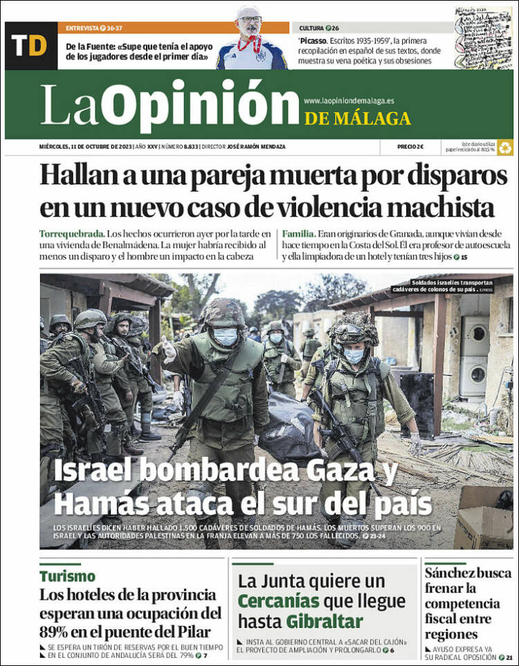 Portada de La Opinión de Málaga (España)