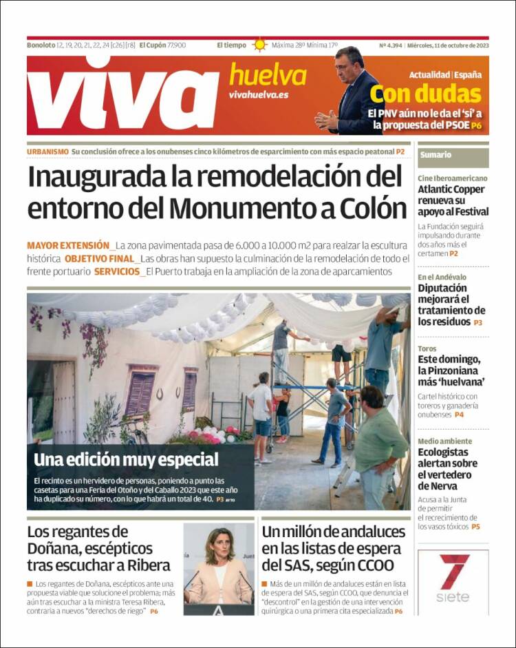 Portada de Viva Huelva (España)