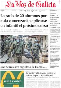 Portada de La Voz de Galicia (Espagne)