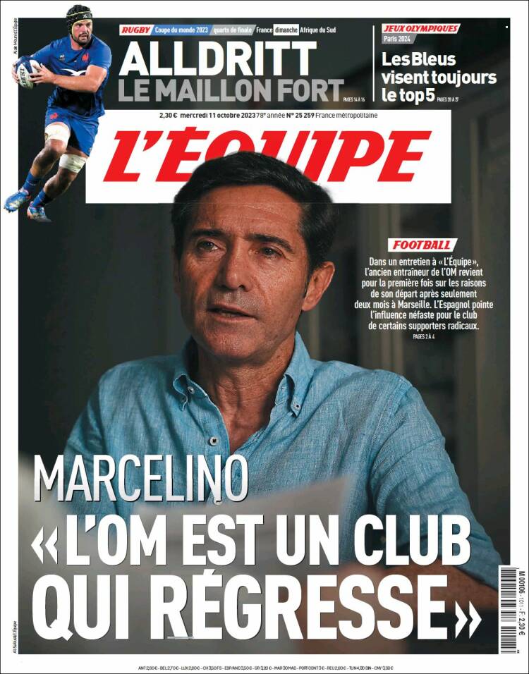 Portada de L'Equipe (Francia)