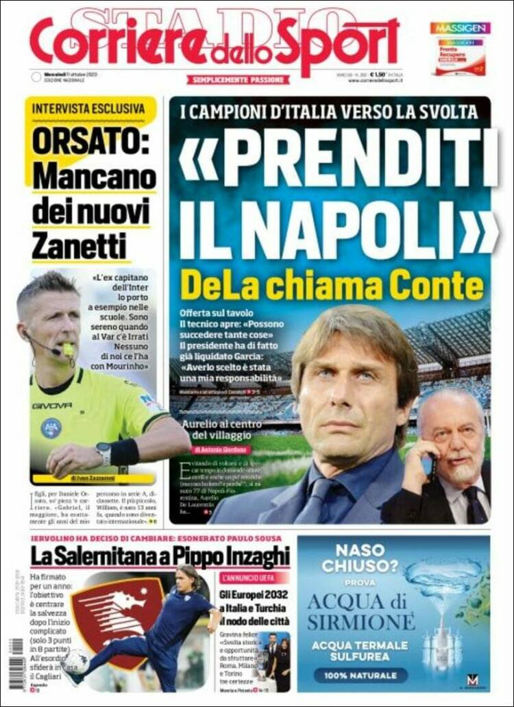 Portada de Corriere dello Sport (Italia)