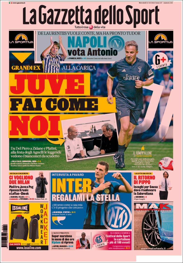 Portada de La Gazzetta dello Sport (Italia)