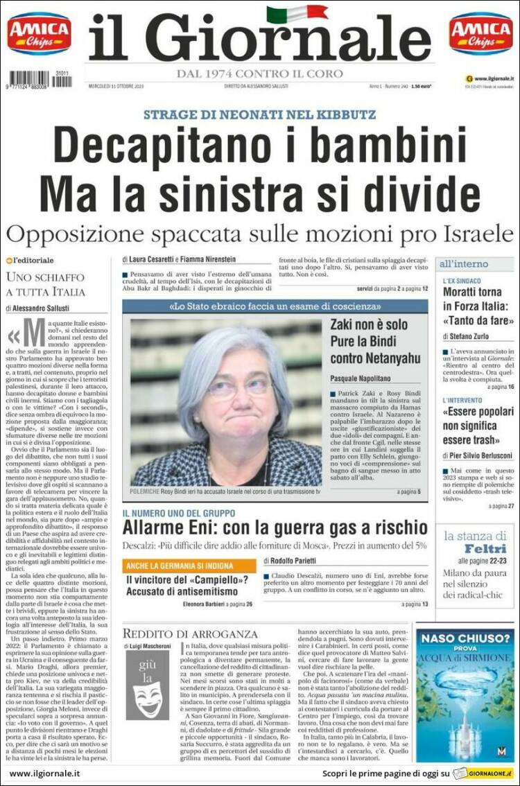 Portada de il Giornale (Italia)