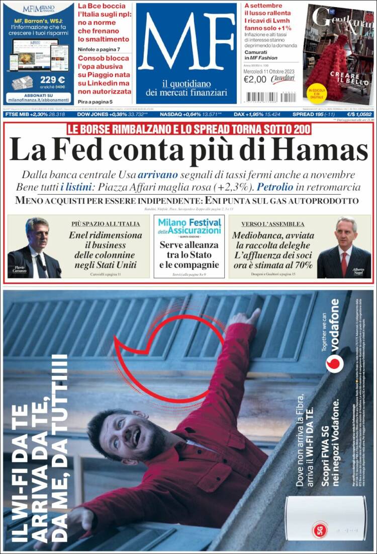 Portada de Milano Finanza (Italia)