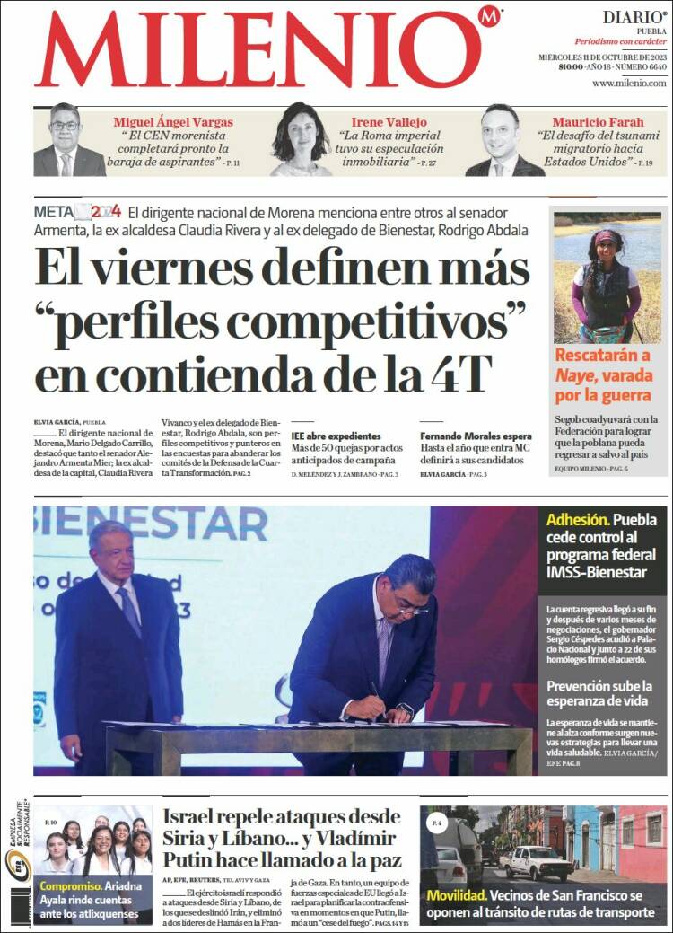 Portada de Milenio de Puebla (México)