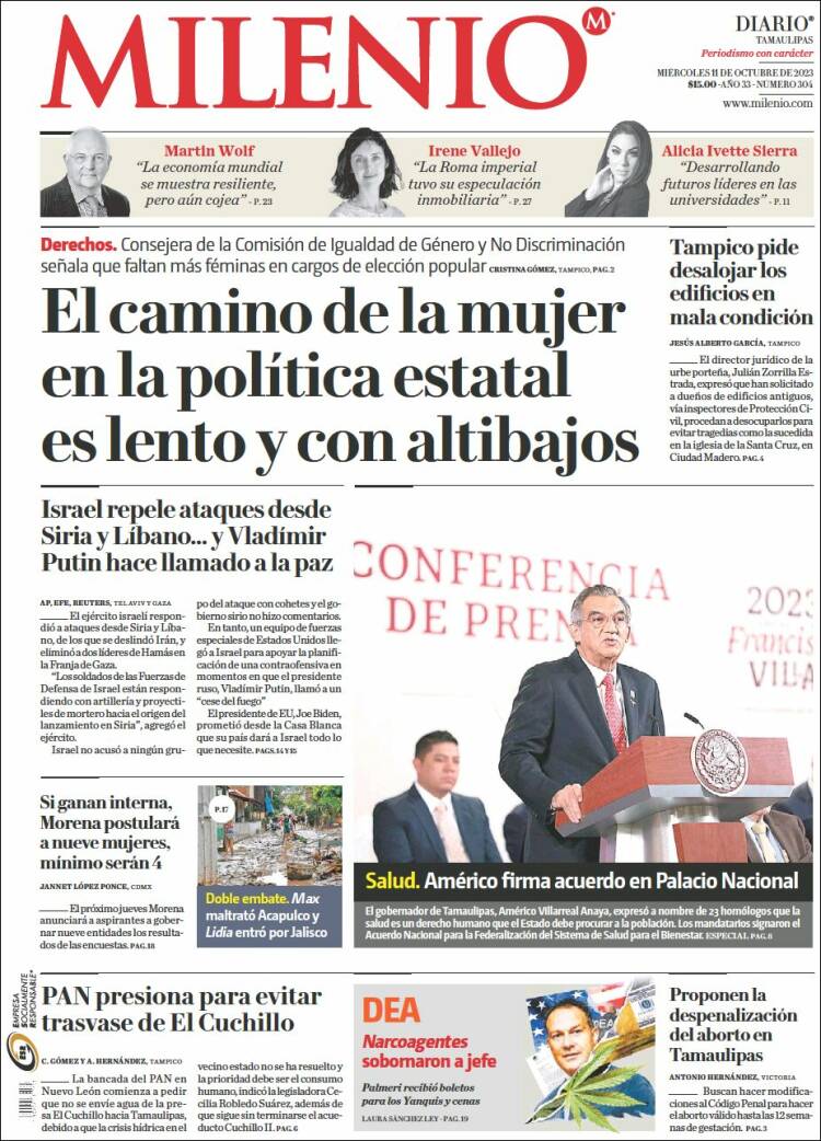 Portada de Milenio - Tamaulipas (México)