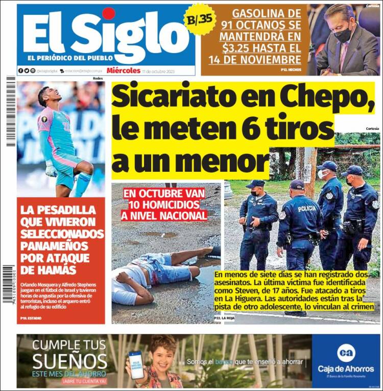 Portada de El Siglo (Panamá)