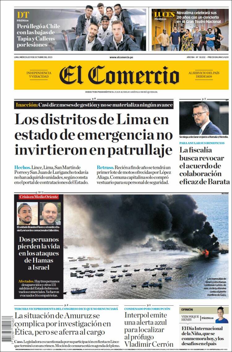 Portada de El Comercio (Perú)