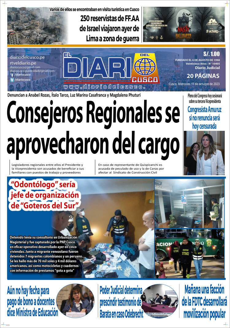 Portada de El Diario del Cusco (Perú)