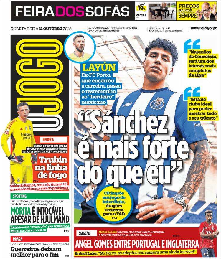 Portada de O Jogo (Portugal)