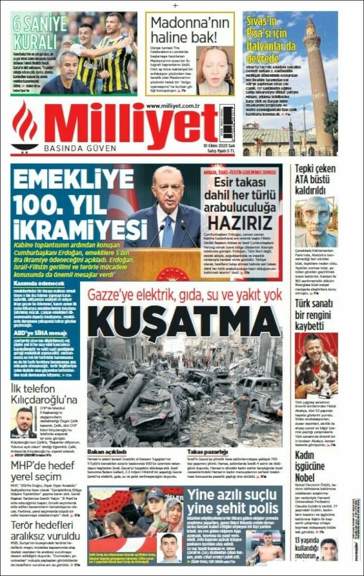 Portada de Milliyet (Turqu&iacute;a)