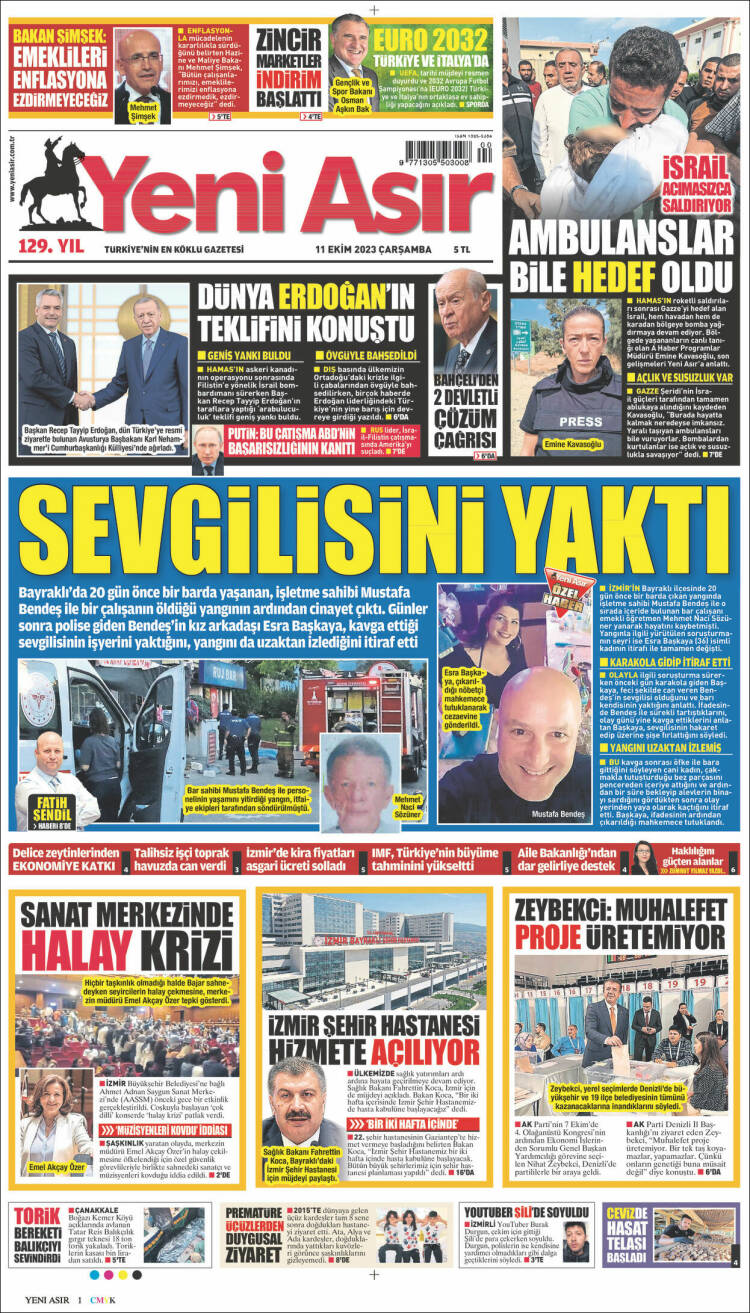 Portada de Yeni Asır (Turquía)