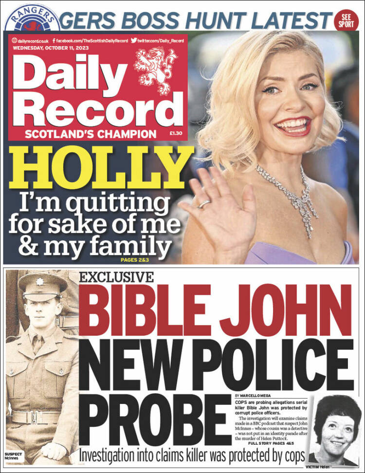 Portada de Daily Record (Reino Unido)